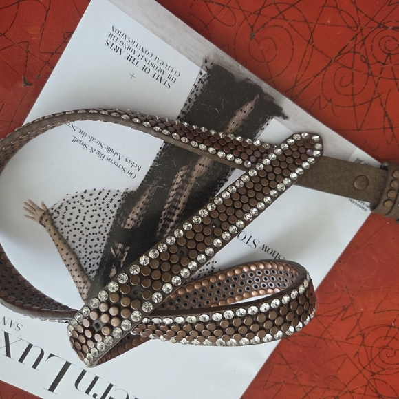 Brown Studded Leather Belt - Picture 1 of 3